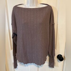 Project Social T Thermal Waffle Knit Soren Top Small Mauve Lettuce Trim NWOT